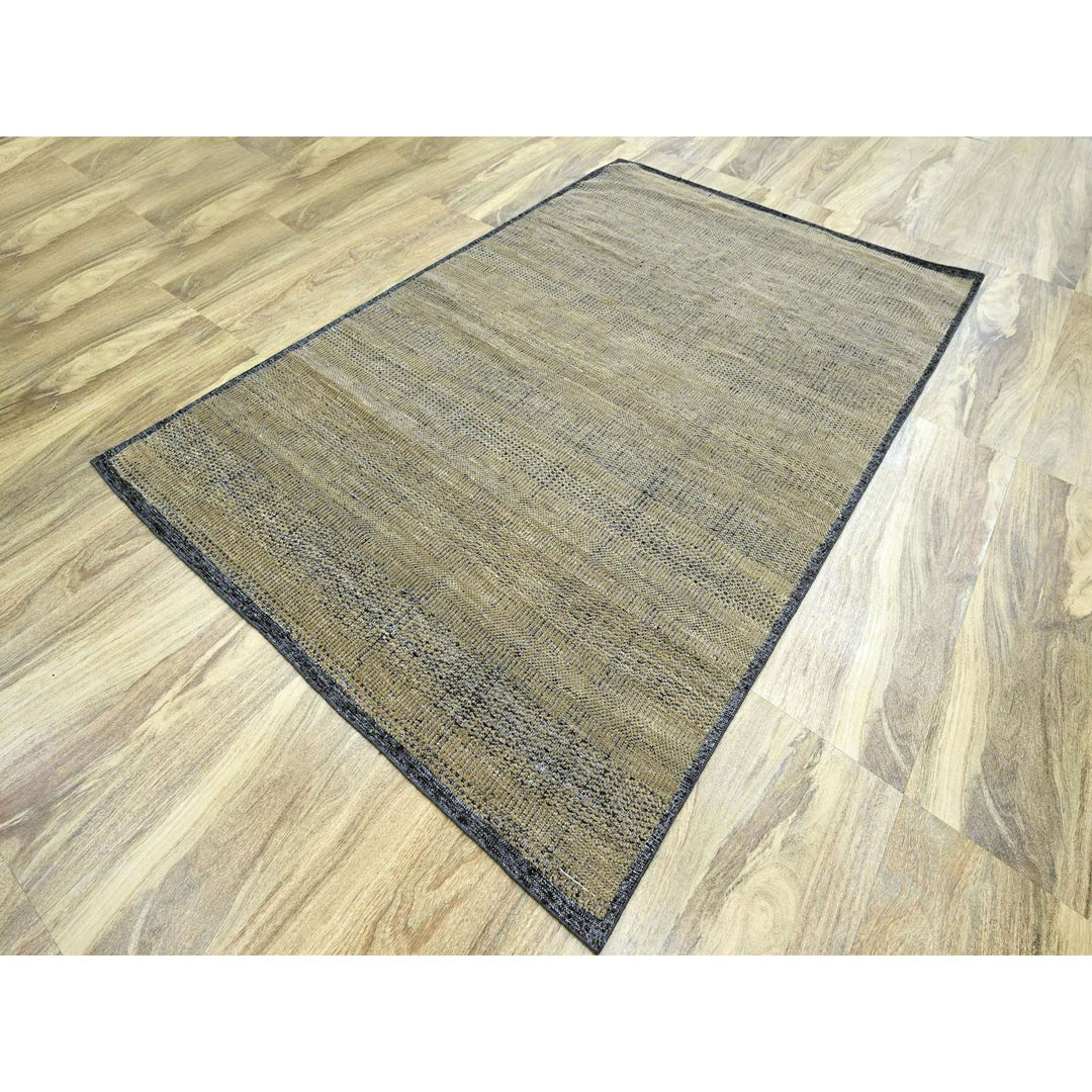 6'0" x 9'3" New Hand Knotted Brown Wool Rectangle Oriental Rug - MOA10276302