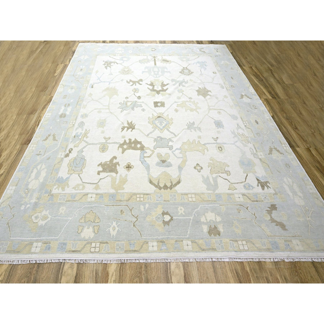 15'0" x 16'3" New Hand Knotted Ivory Wool Square Oriental Rug - MOA10276303