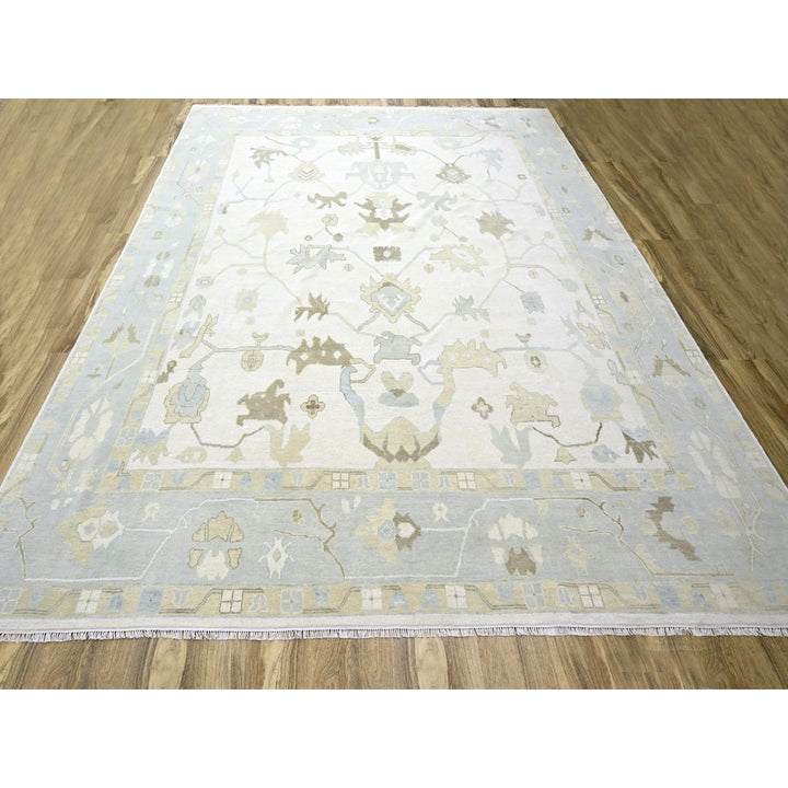 15'0" x 16'3" New Hand Knotted Ivory Wool Square Oriental Rug - MOA10276303