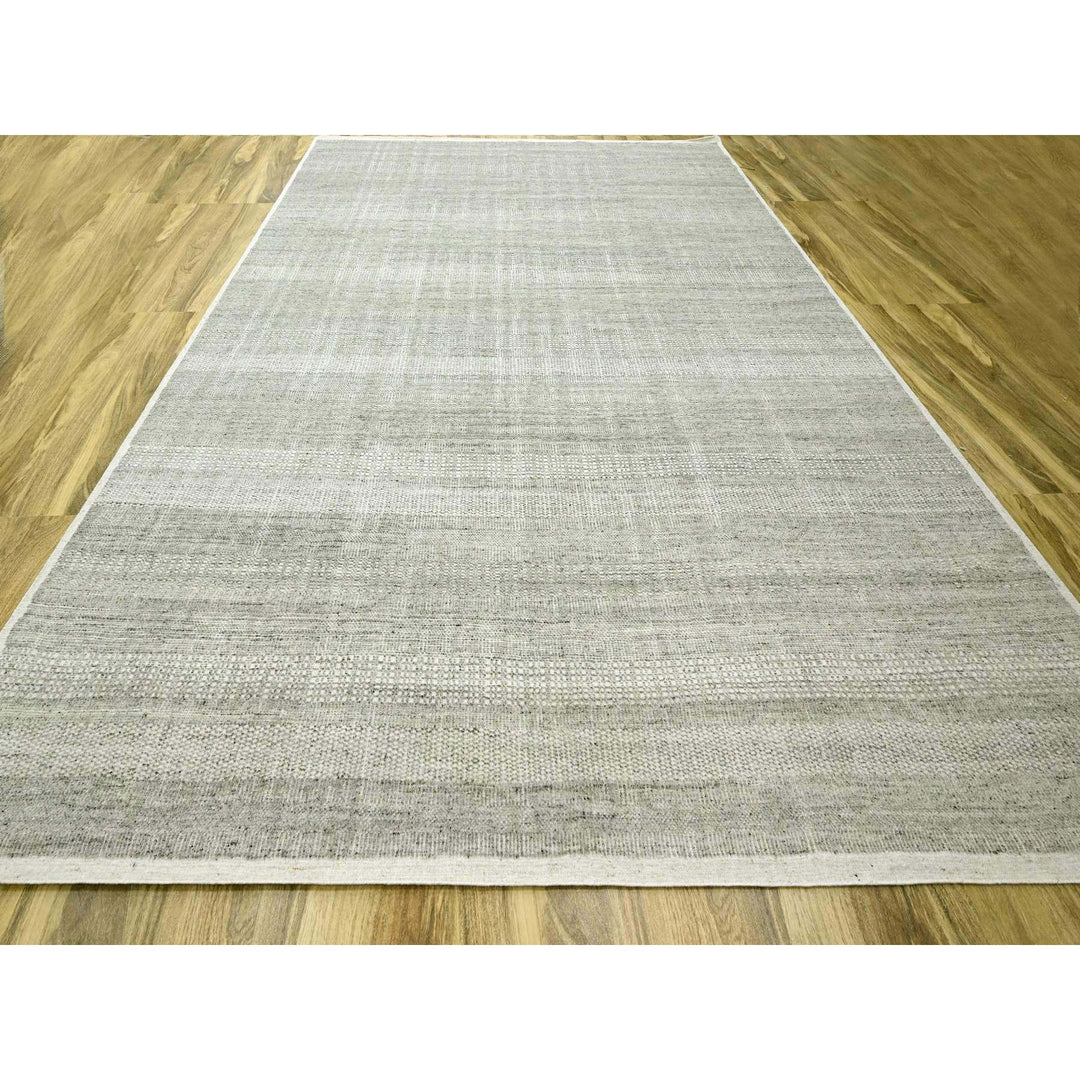 12'1" x 14'10" New Hand Knotted Grey Wool Rectangle Oriental Rug - MOA10276304