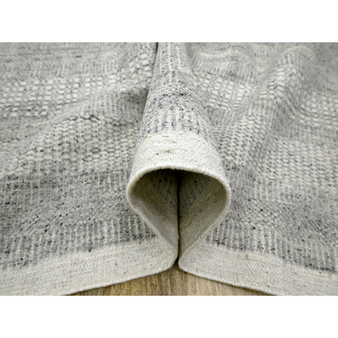 12'1" x 14'10" New Hand Knotted Grey Wool Rectangle Oriental Rug - MOA10276304
