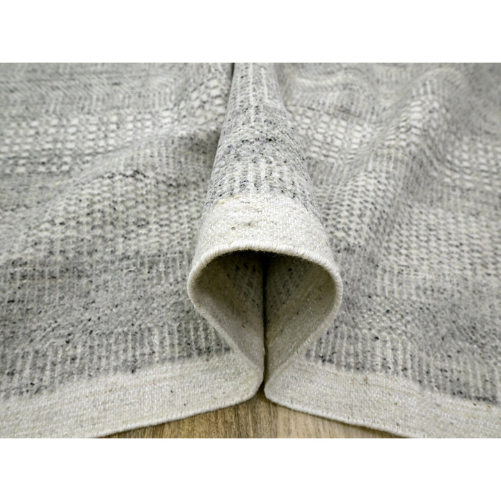 12'1" x 14'10" New Hand Knotted Grey Wool Rectangle Oriental Rug - MOA10276304