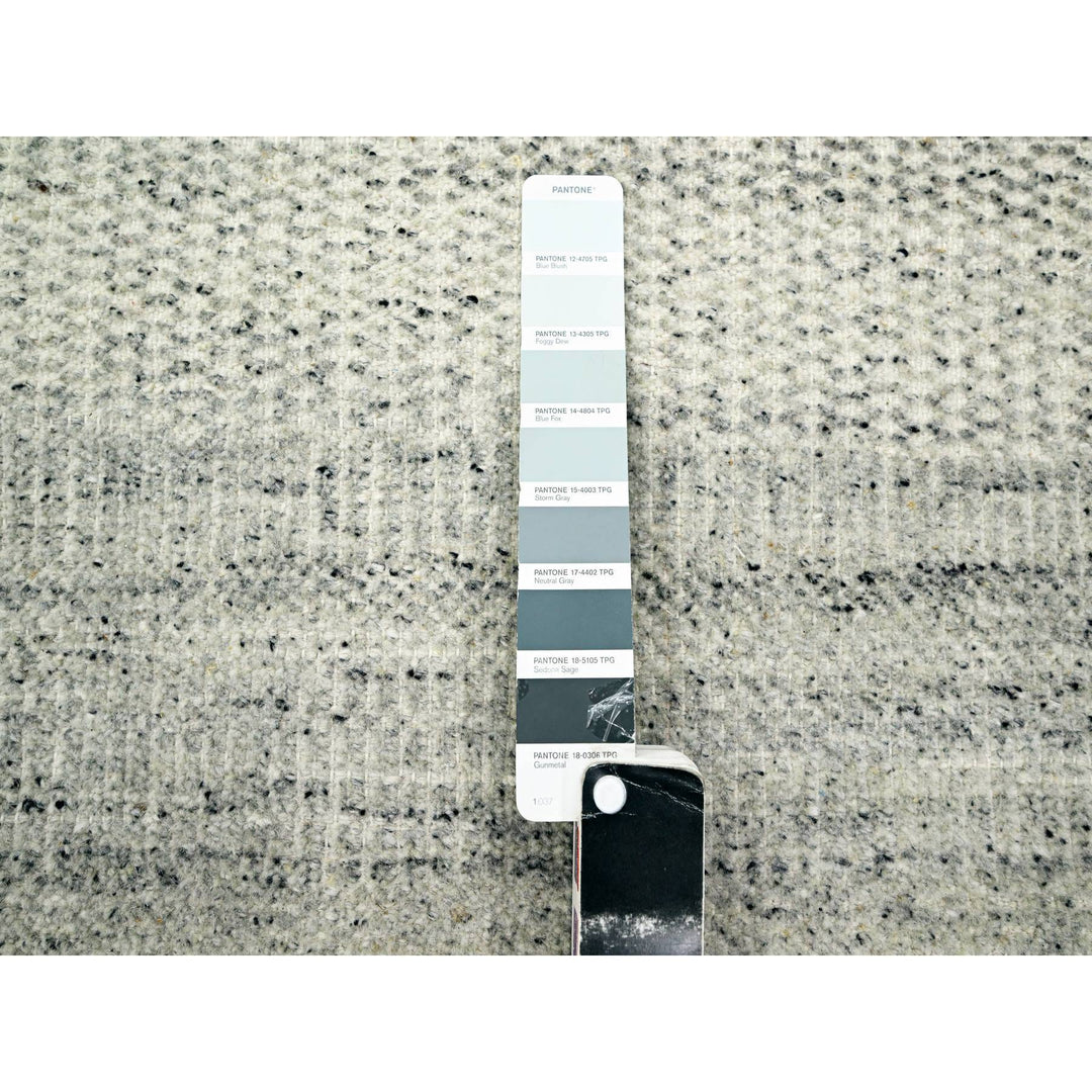 12'1" x 14'10" New Hand Knotted Grey Wool Rectangle Oriental Rug - MOA10276304