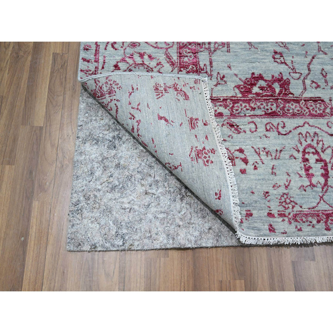 8'0" x 10'5" New Hand Knotted Pink Wool & Silk Rectangle Oriental Rug - MOA10276305
