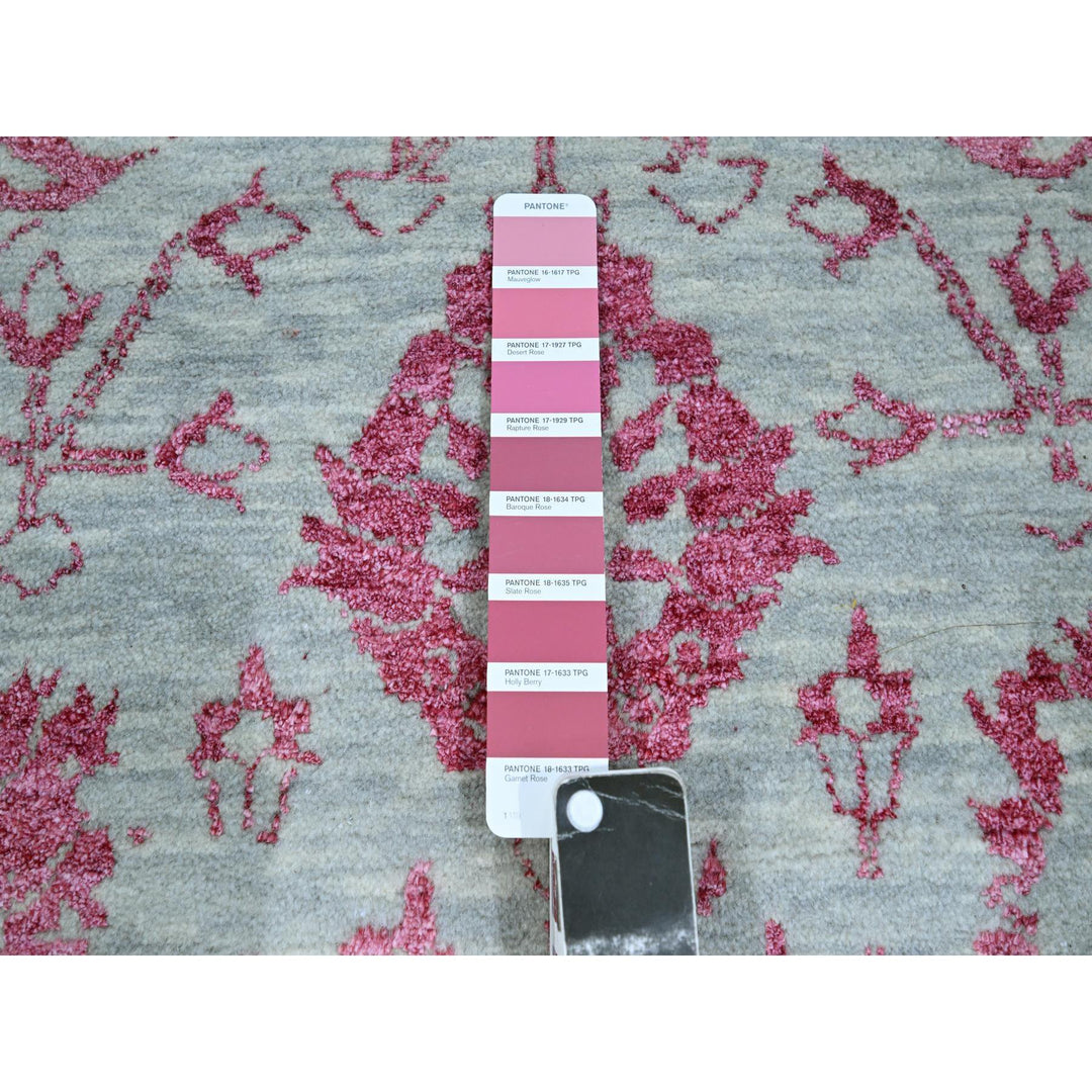 8'0" x 10'5" New Hand Knotted Pink Wool & Silk Rectangle Oriental Rug - MOA10276305