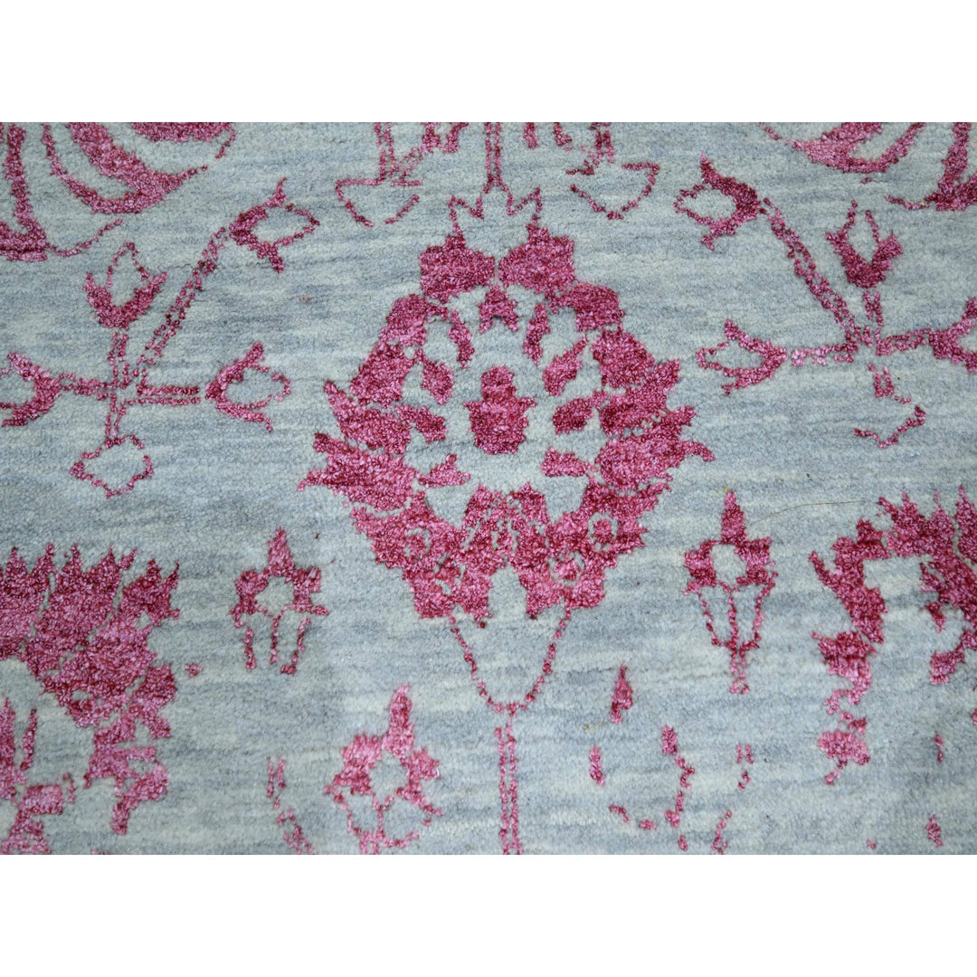 8'0" x 10'5" New Hand Knotted Pink Wool & Silk Rectangle Oriental Rug - MOA10276305