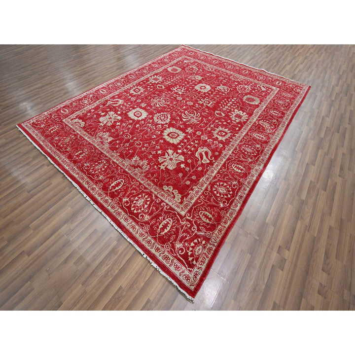 7'9" x 10'0" New Hand Knotted Red Wool & Silk Rectangle Oriental Rug - MOA10276306