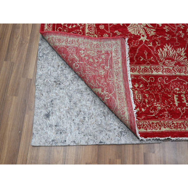 7'9" x 10'0" New Hand Knotted Red Wool & Silk Rectangle Oriental Rug - MOA10276306