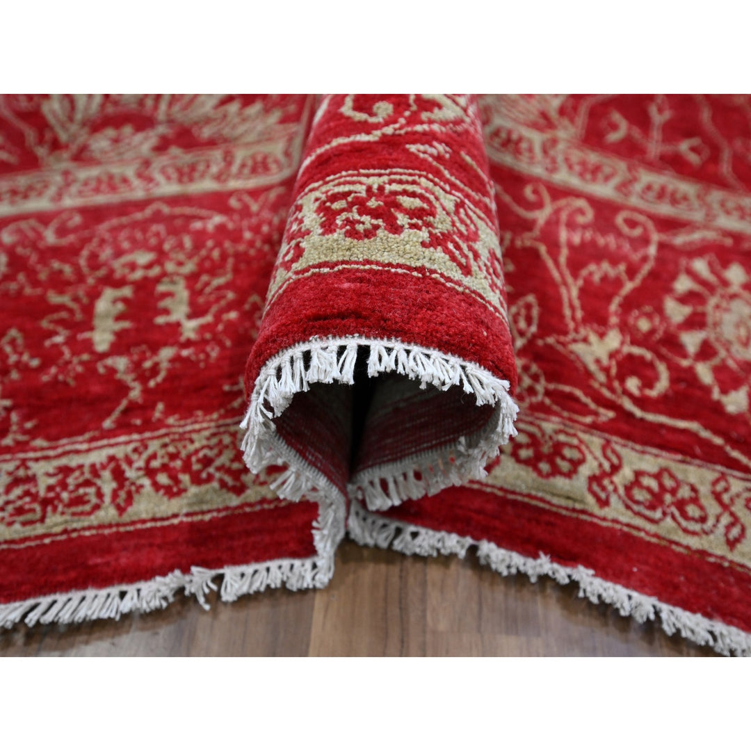 7'9" x 10'0" New Hand Knotted Red Wool & Silk Rectangle Oriental Rug - MOA10276306