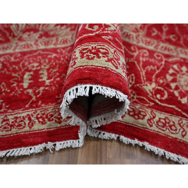 7'9" x 10'0" New Hand Knotted Red Wool & Silk Rectangle Oriental Rug - MOA10276306