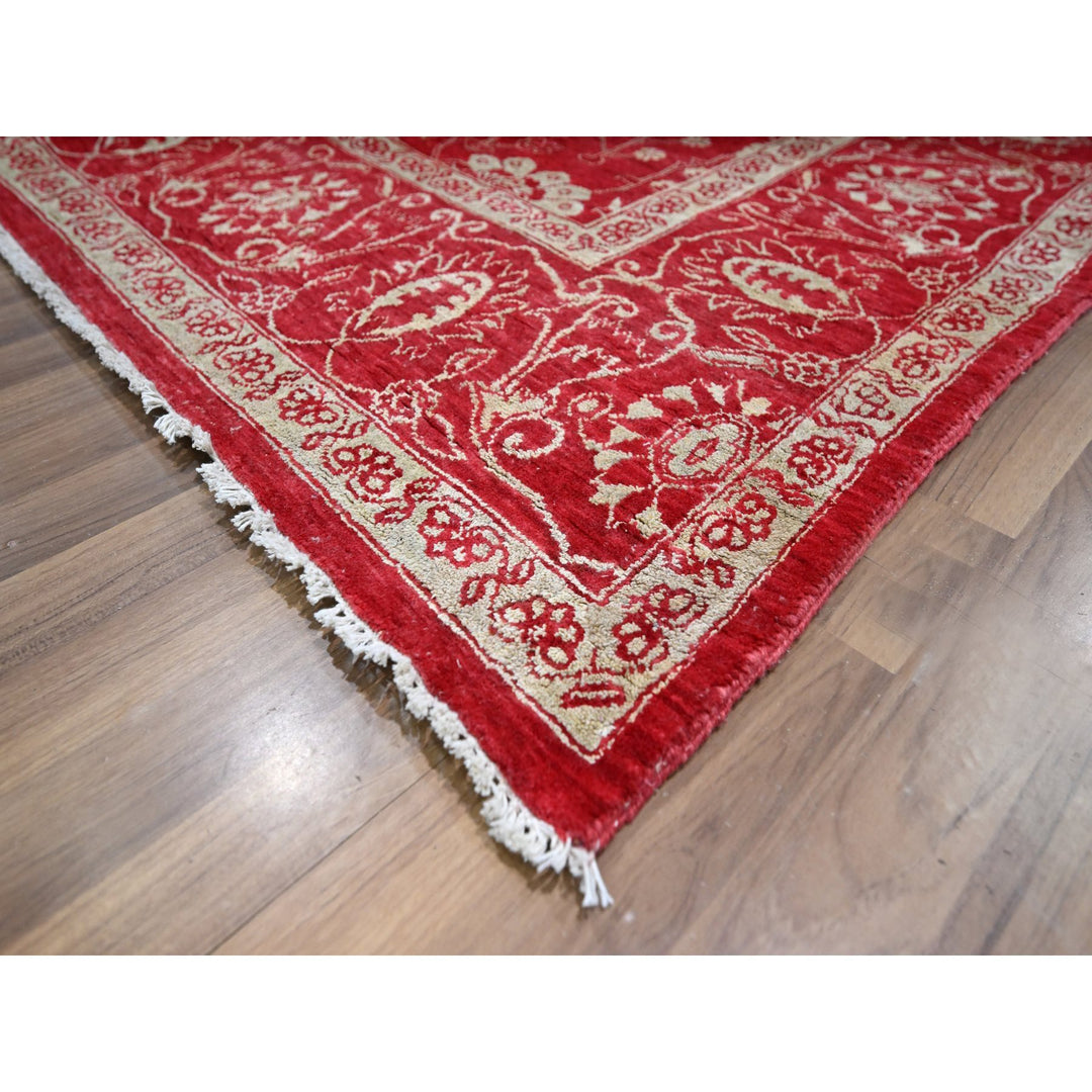7'9" x 10'0" New Hand Knotted Red Wool & Silk Rectangle Oriental Rug - MOA10276306