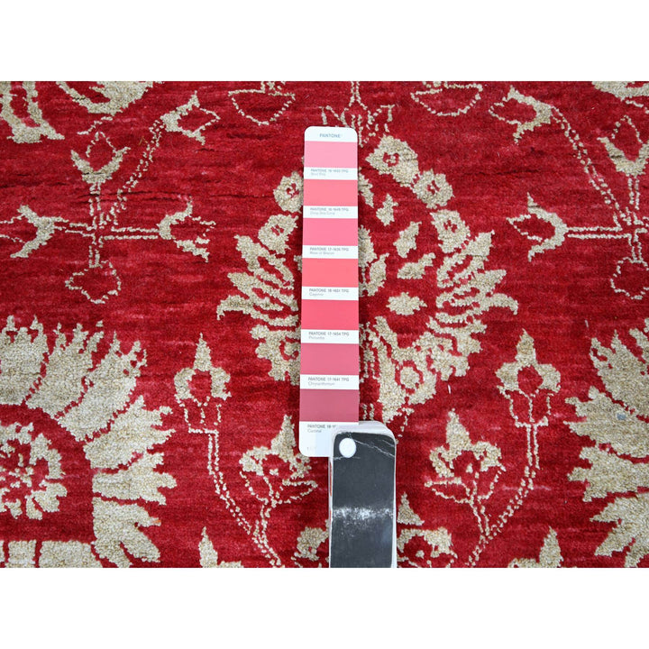 7'9" x 10'0" New Hand Knotted Red Wool & Silk Rectangle Oriental Rug - MOA10276306