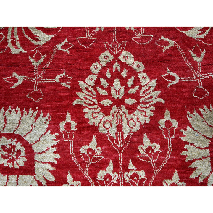 7'9" x 10'0" New Hand Knotted Red Wool & Silk Rectangle Oriental Rug - MOA10276306