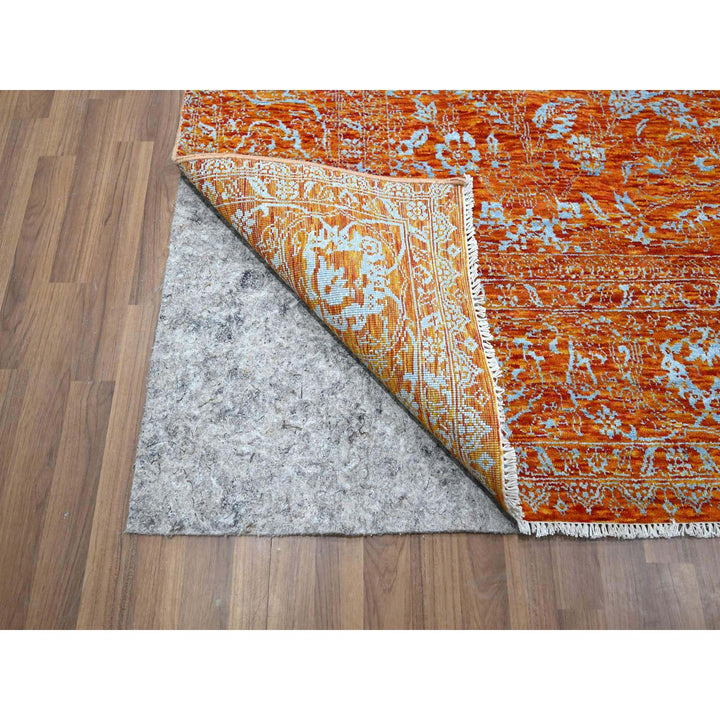 8'0" x 10'4" New Hand Knotted Orange Wool & Silk Rectangle Oriental Rug - MOA10276307