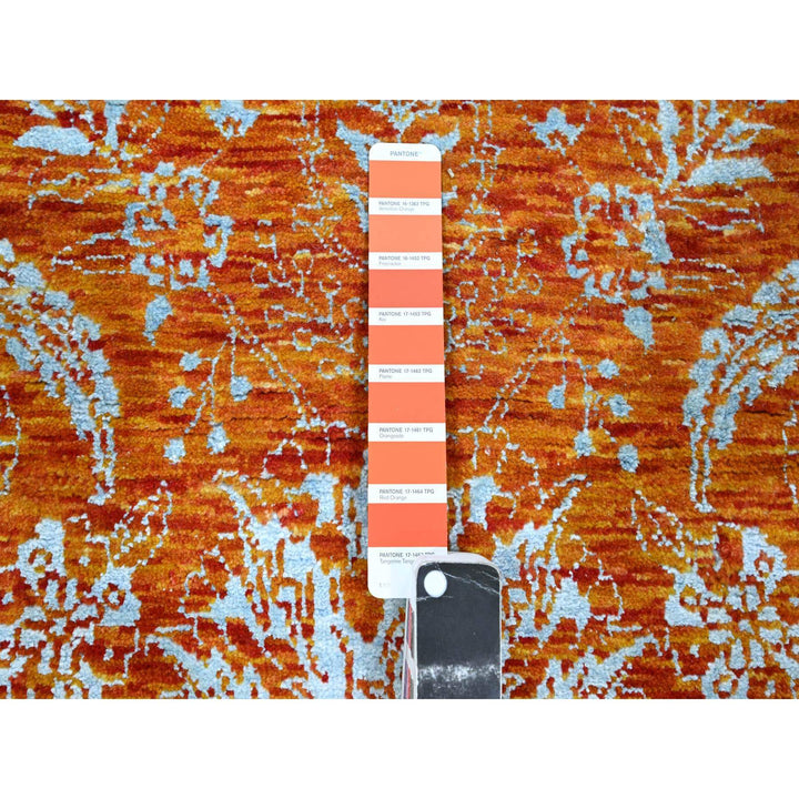 8'0" x 10'4" New Hand Knotted Orange Wool & Silk Rectangle Oriental Rug - MOA10276307
