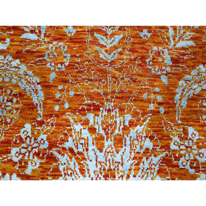 8'0" x 10'4" New Hand Knotted Orange Wool & Silk Rectangle Oriental Rug - MOA10276307