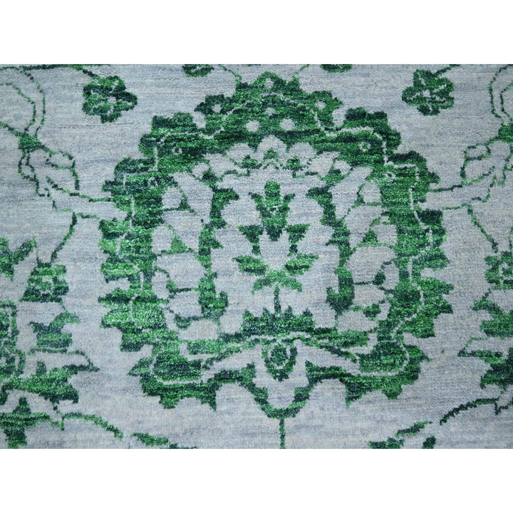 8'0" x 10'1" New Hand Knotted Green Wool Rectangle Oriental Rug - MOA10276310