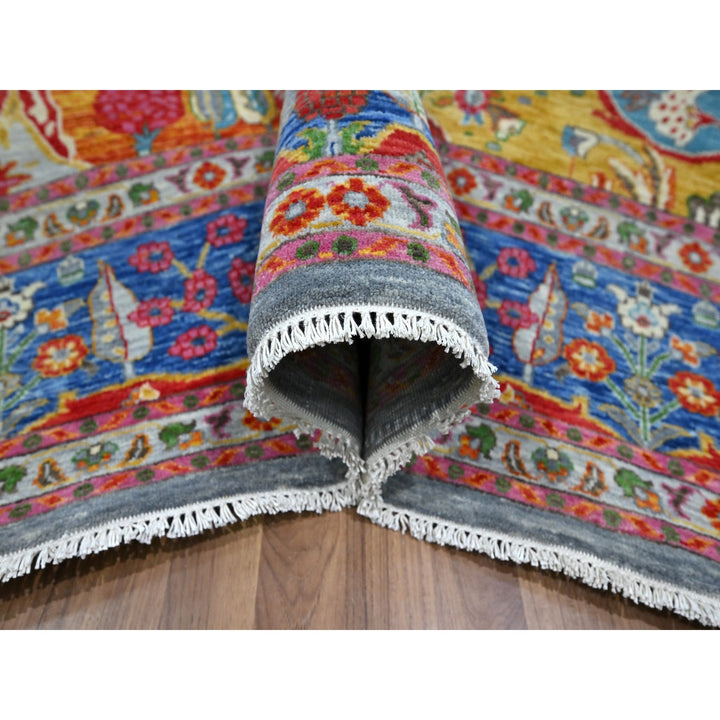 7'11" x 9'11" New Hand Knotted Blue Wool Rectangle Oriental Rug - MOA10276313