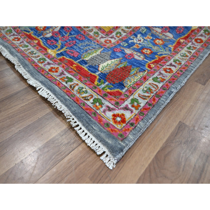 7'11" x 9'11" New Hand Knotted Blue Wool Rectangle Oriental Rug - MOA10276313