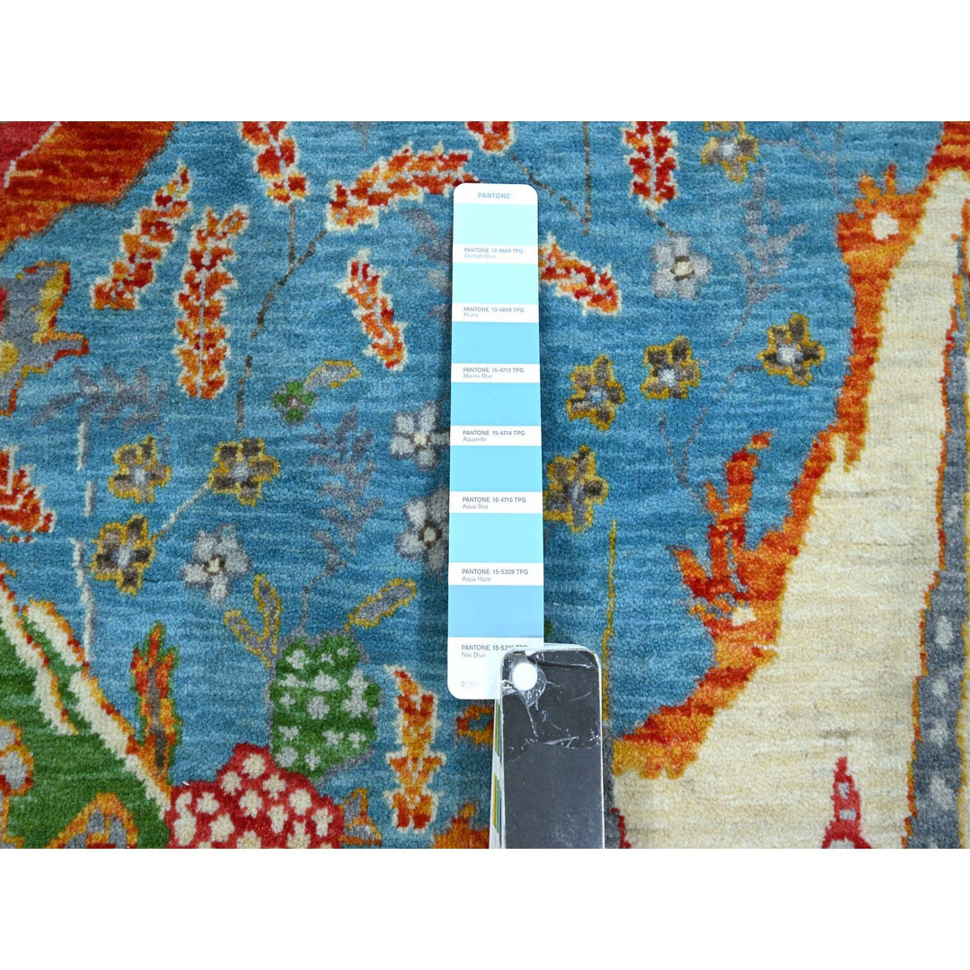 7'11" x 9'11" New Hand Knotted Blue Wool Rectangle Oriental Rug - MOA10276313