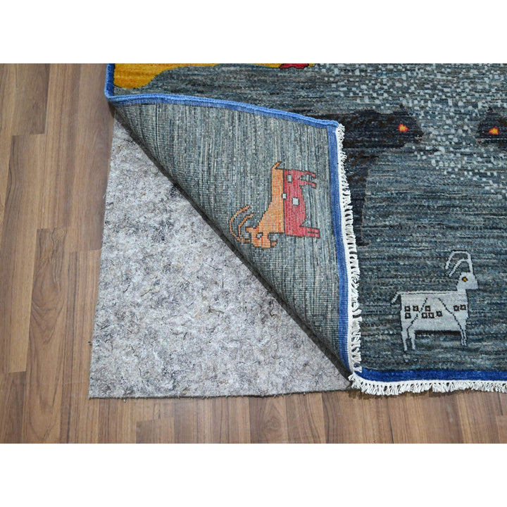 9'0" x 11'11" New Hand Knotted Grey Wool Rectangle Oriental Rug - MOA10276314