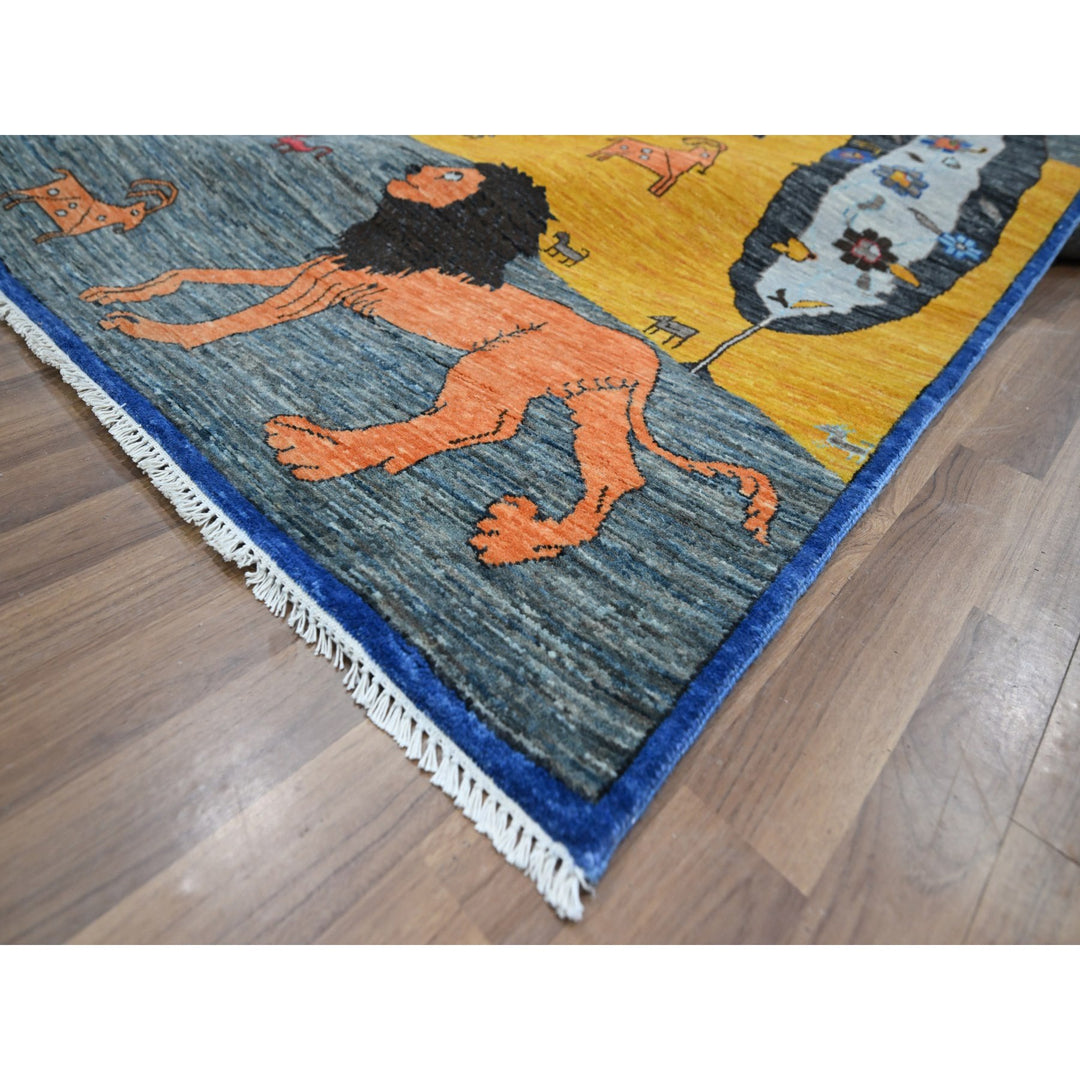 9'0" x 11'11" New Hand Knotted Grey Wool Rectangle Oriental Rug - MOA10276314