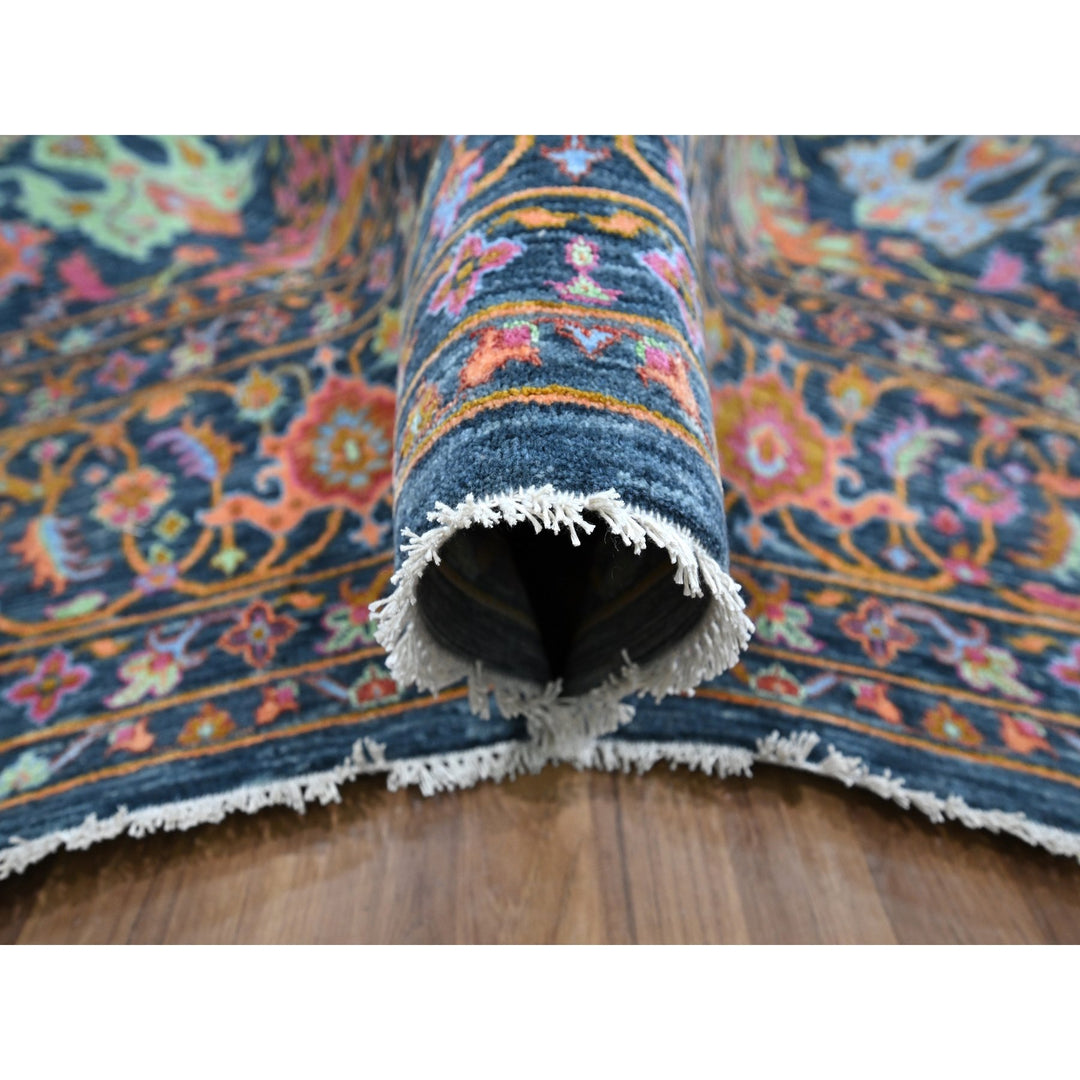 8'0" x 10'2" New Hand Knotted Blue Wool & Silk Rectangle Oriental Rug - MOA10276315