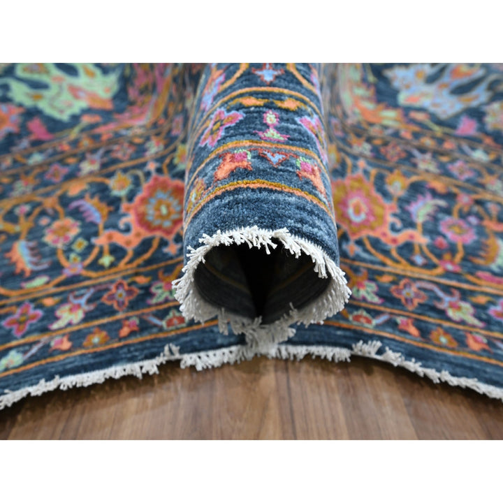8'0" x 10'2" New Hand Knotted Blue Wool & Silk Rectangle Oriental Rug - MOA10276315