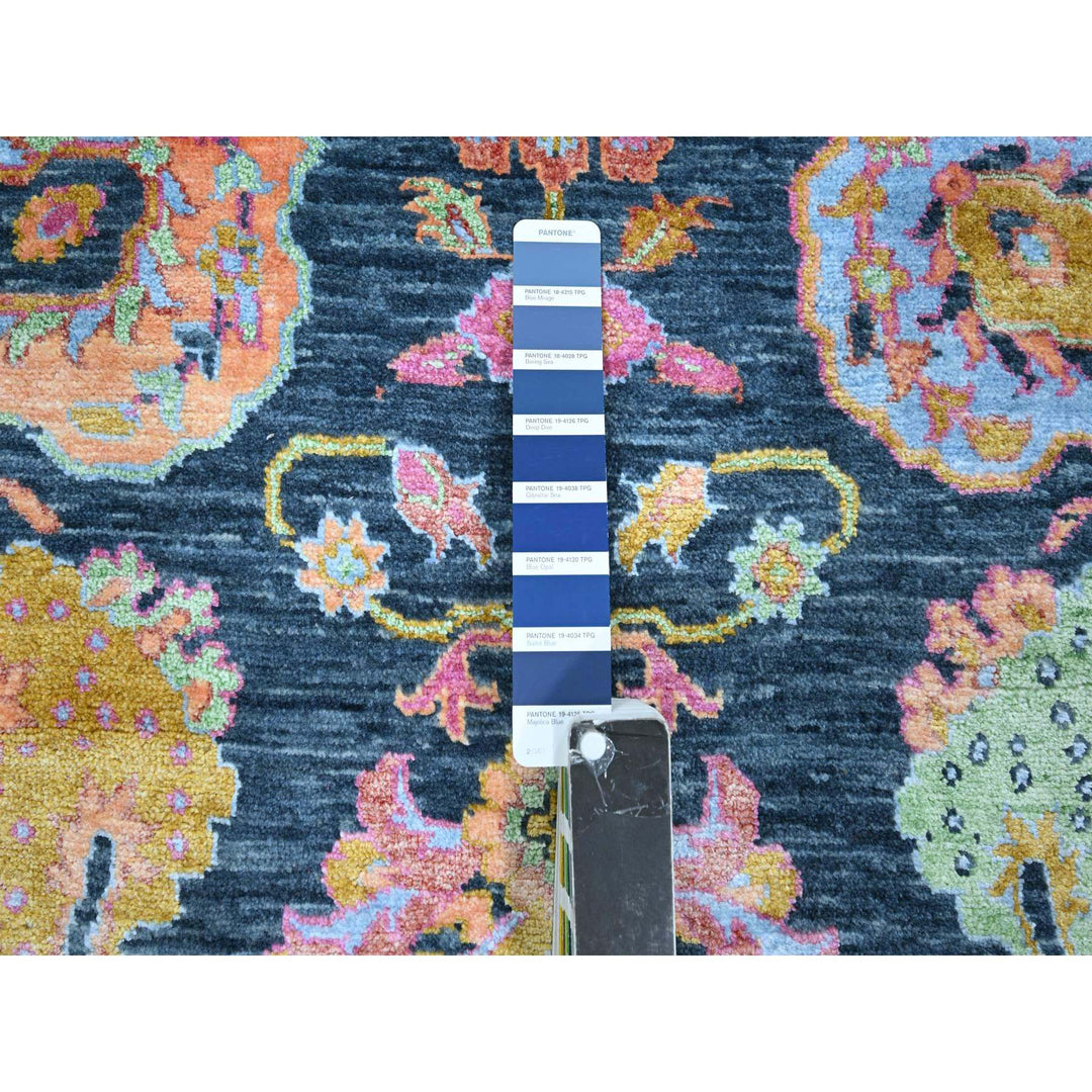 8'0" x 10'2" New Hand Knotted Blue Wool & Silk Rectangle Oriental Rug - MOA10276315