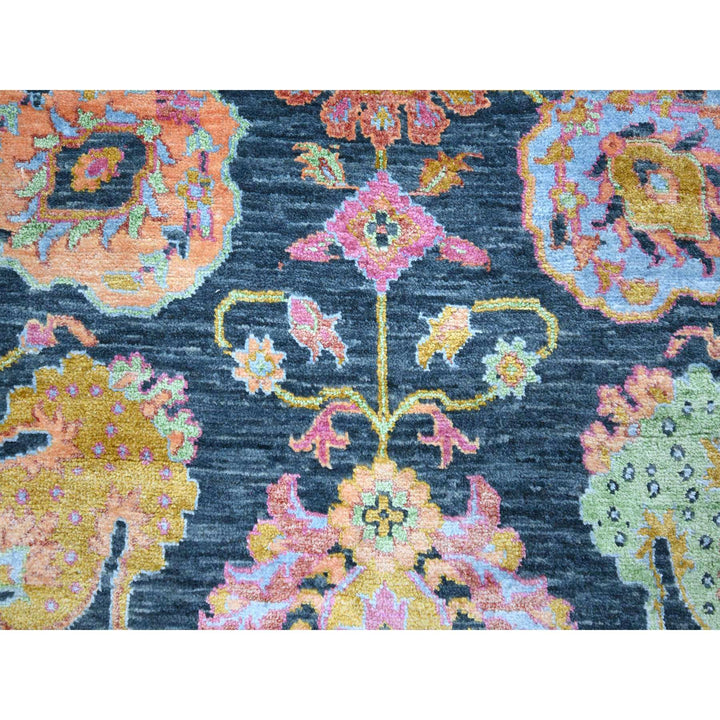 8'0" x 10'2" New Hand Knotted Blue Wool & Silk Rectangle Oriental Rug - MOA10276315