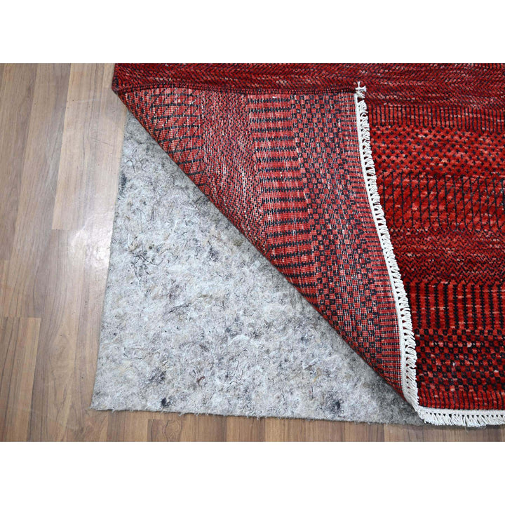 2'6" x 11'10" New Hand Knotted Red Wool & Silk Runner Oriental Rug - MOA10276317