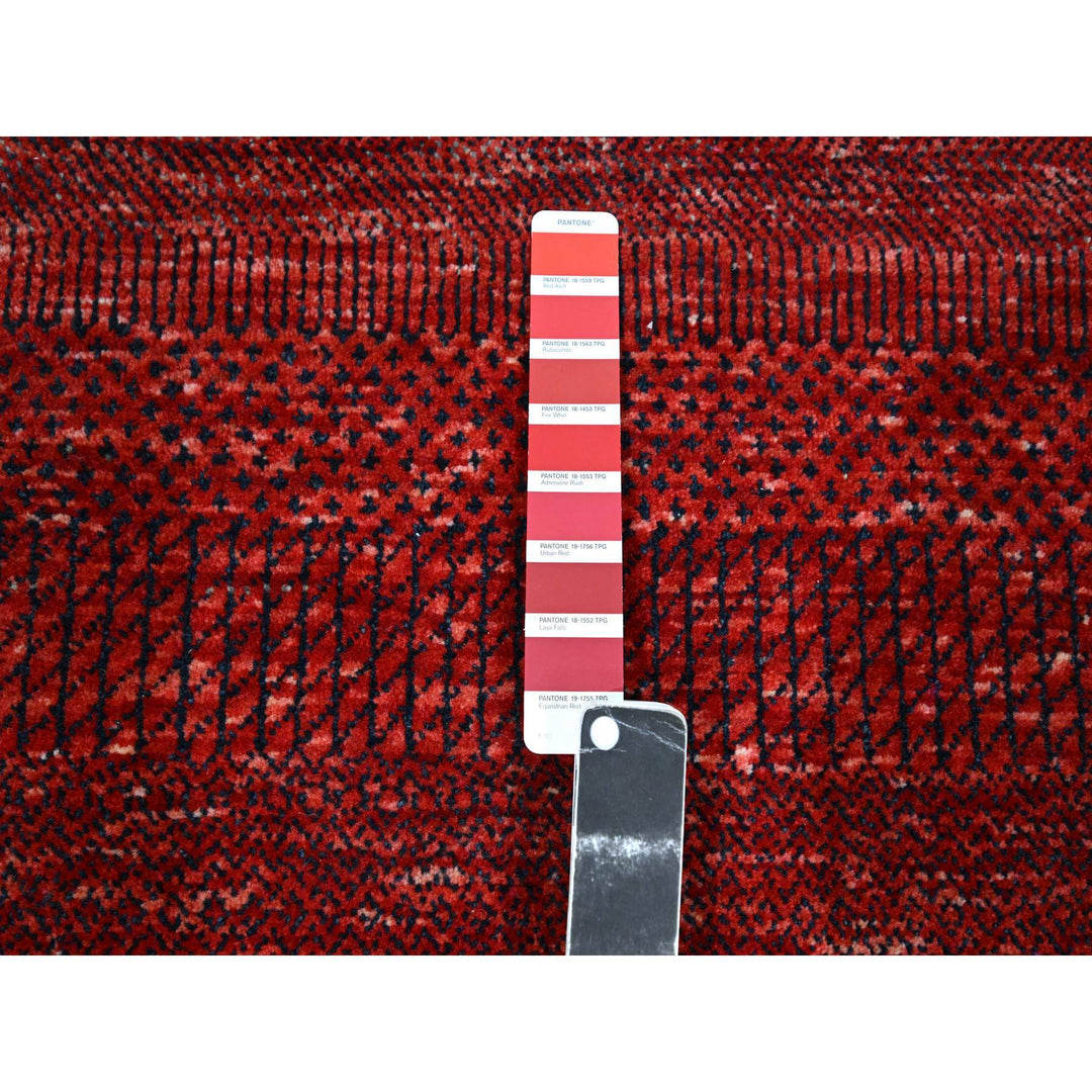 2'6" x 11'10" New Hand Knotted Red Wool & Silk Runner Oriental Rug - MOA10276317
