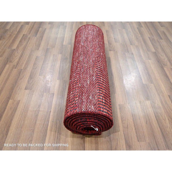 2'6" x 11'10" New Hand Knotted Red Wool & Silk Runner Oriental Rug - MOA10276317