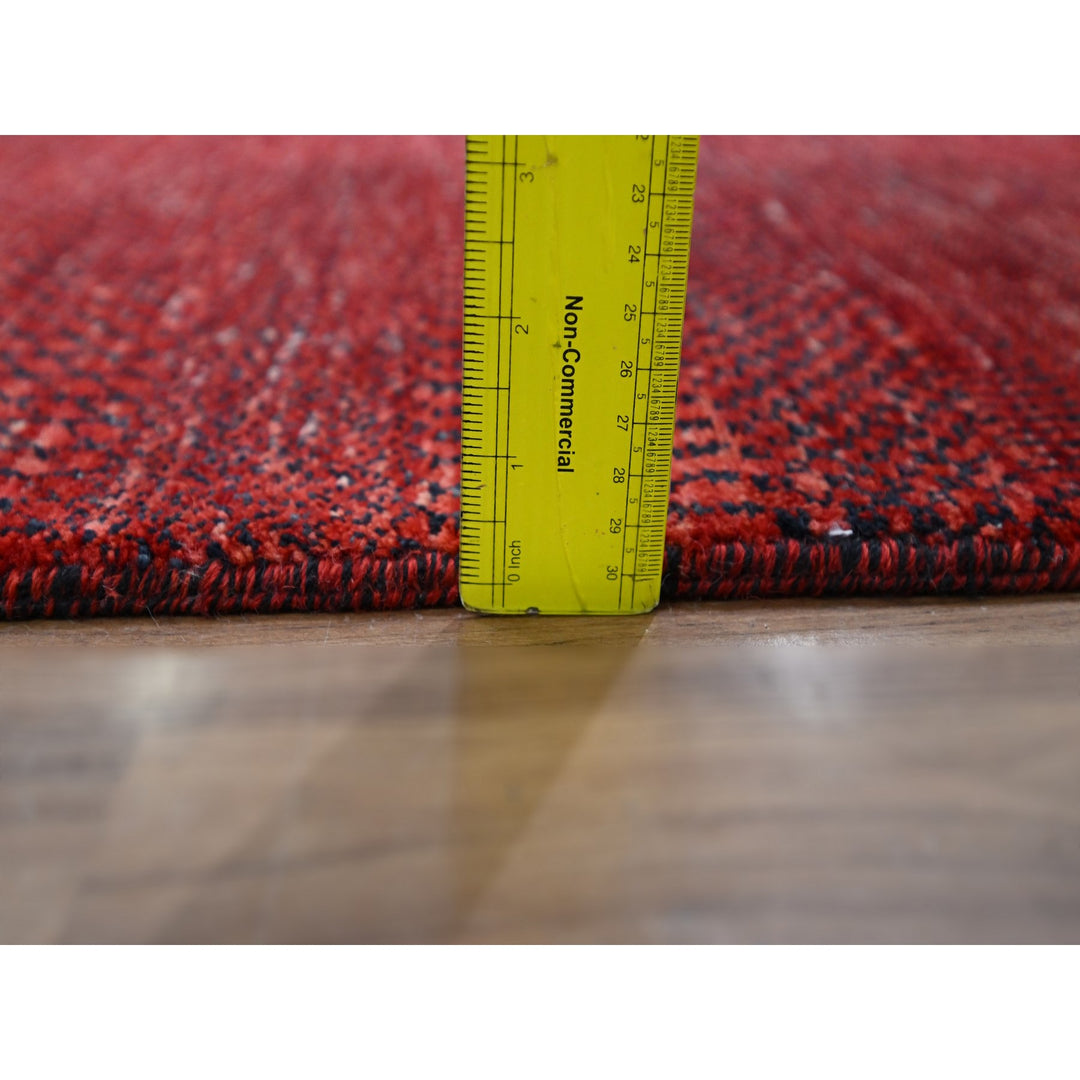 2'6" x 11'10" New Hand Knotted Red Wool & Silk Runner Oriental Rug - MOA10276317