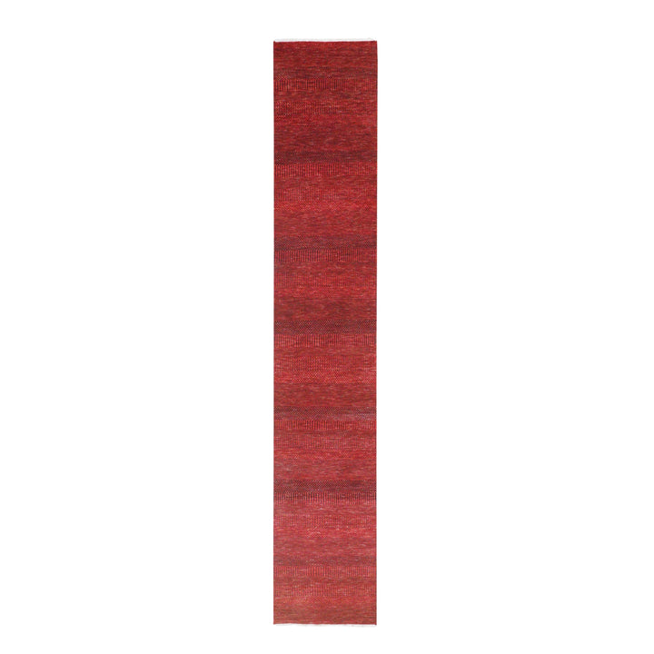 2'5" x 13'11" New Hand Knotted Red Wool & Silk Runner Oriental Rug - MOA10276318
