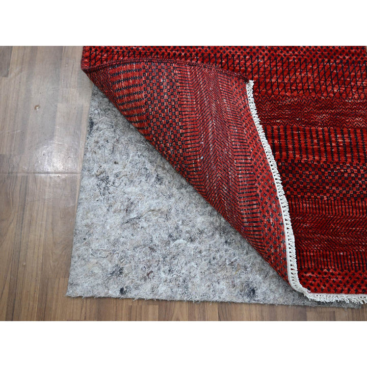 2'5" x 13'11" New Hand Knotted Red Wool & Silk Runner Oriental Rug - MOA10276318