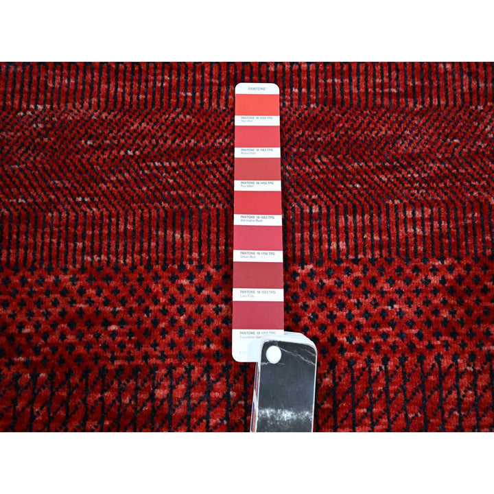 2'5" x 13'11" New Hand Knotted Red Wool & Silk Runner Oriental Rug - MOA10276318