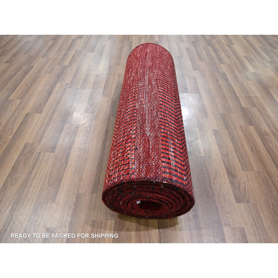 2'5" x 13'11" New Hand Knotted Red Wool & Silk Runner Oriental Rug - MOA10276318