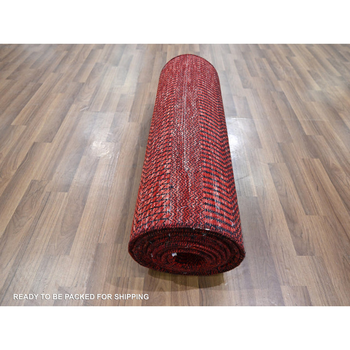 2'5" x 13'11" New Hand Knotted Red Wool & Silk Runner Oriental Rug - MOA10276318