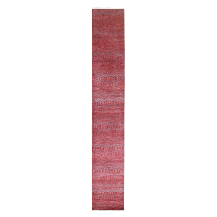 2'6" x 16'3" New Hand Knotted Red Wool & Silk Runner Oriental Rug - MOA10276320