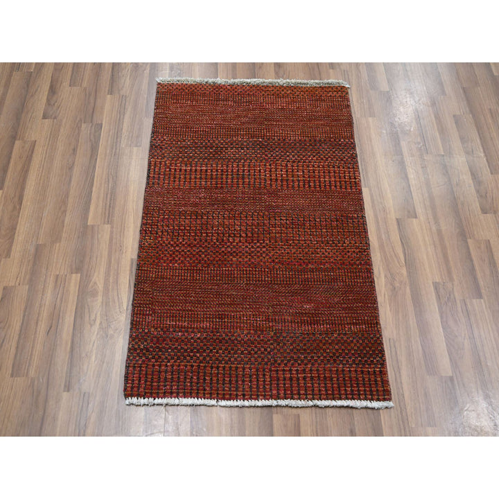 2'0" x 3'0" New Hand Knotted Red Wool & Silk Rectangle Oriental Rug - MOA10276321
