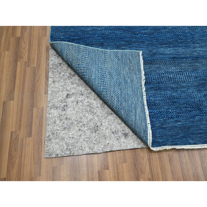 9'0" x 11'11" New Hand Knotted Blue Wool & Silk Rectangle Oriental Rug - MOA10276322