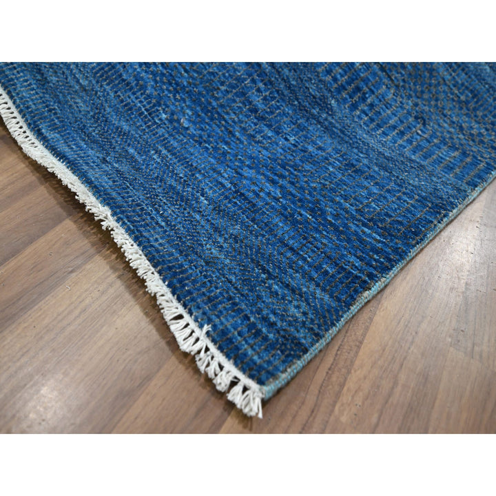 9'0" x 11'11" New Hand Knotted Blue Wool & Silk Rectangle Oriental Rug - MOA10276322