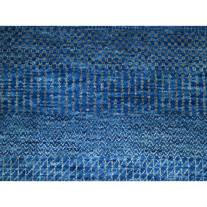 9'0" x 11'11" New Hand Knotted Blue Wool & Silk Rectangle Oriental Rug - MOA10276322