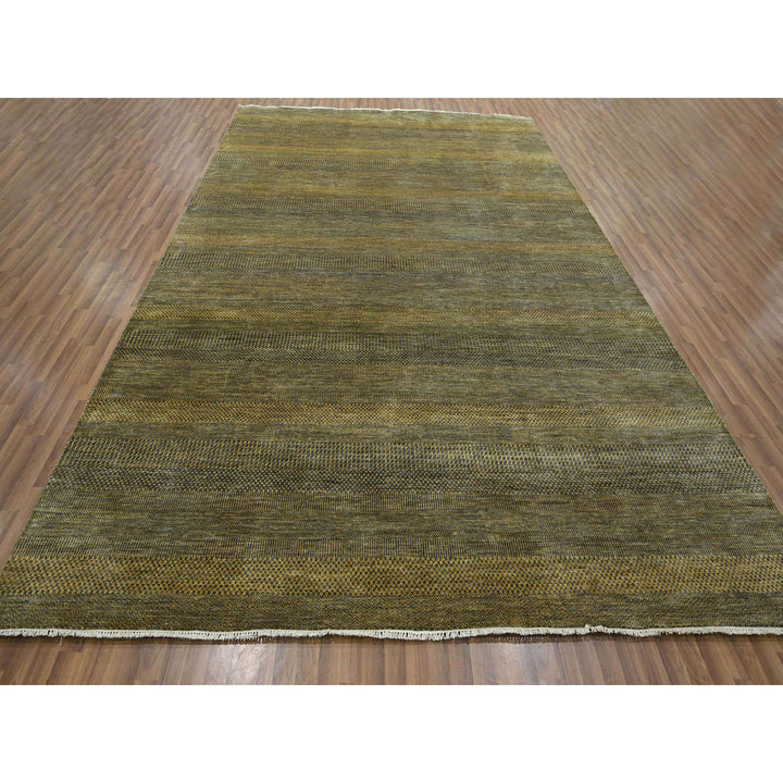 9'2" x 12'6" New Hand Knotted Brown Wool & Silk Rectangle Oriental Rug - MOA10276323