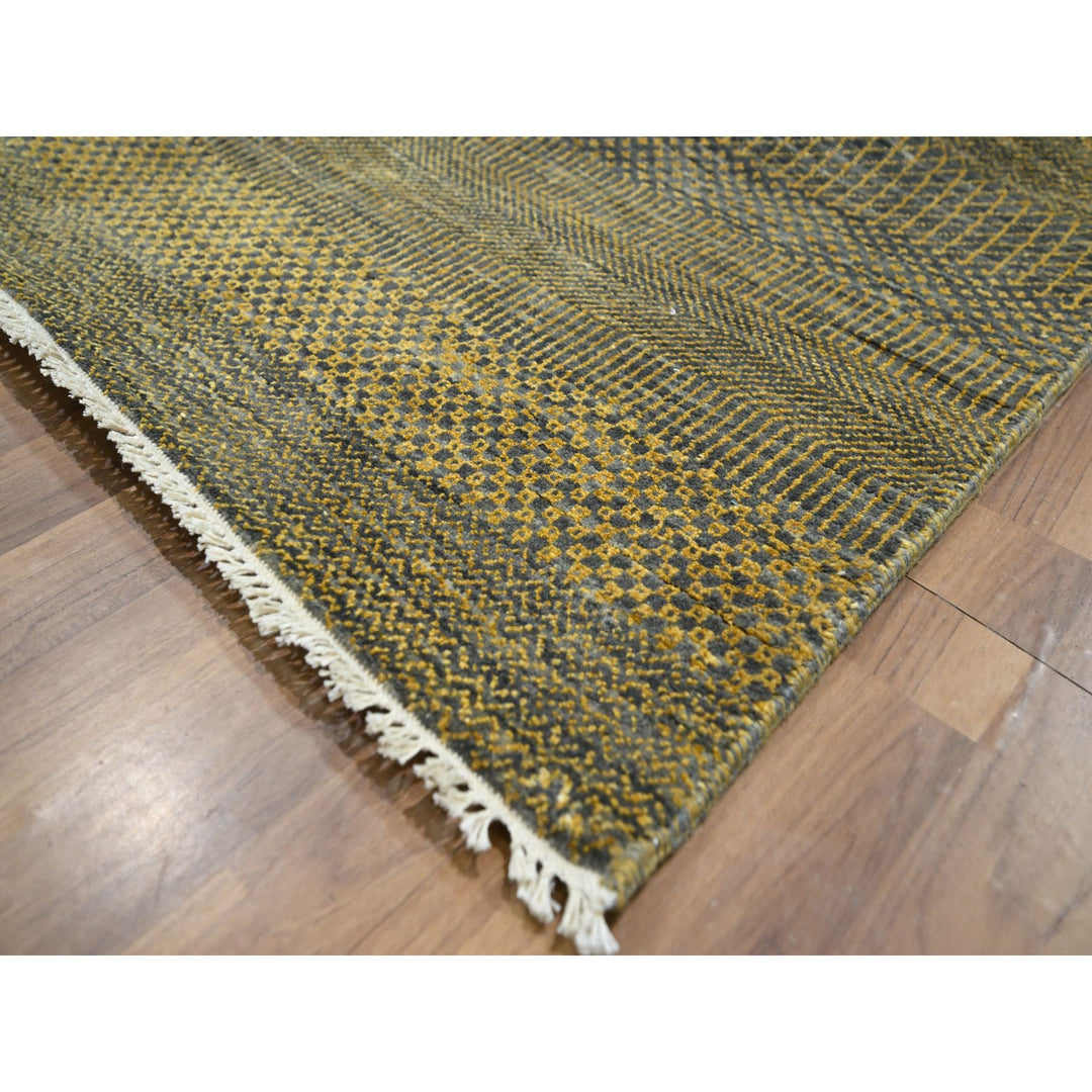 9'2" x 12'6" New Hand Knotted Brown Wool & Silk Rectangle Oriental Rug - MOA10276323
