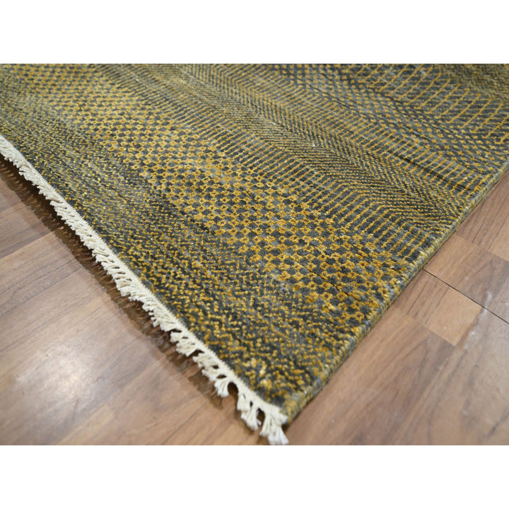 9'2" x 12'6" New Hand Knotted Brown Wool & Silk Rectangle Oriental Rug - MOA10276323