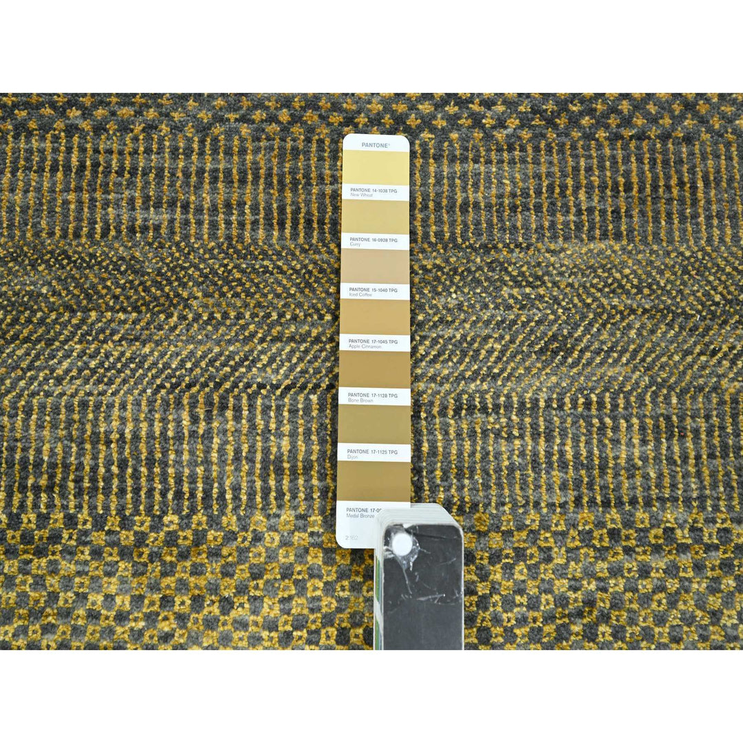 9'2" x 12'6" New Hand Knotted Brown Wool & Silk Rectangle Oriental Rug - MOA10276323