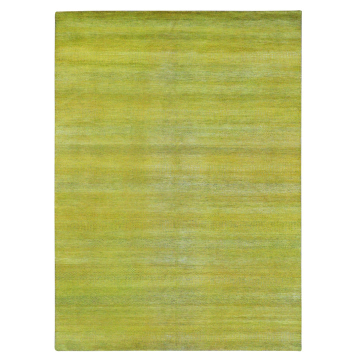 8'10" x 12'5" New Hand Knotted Yellow Wool & Silk Rectangle Oriental Rug - MOA10276324