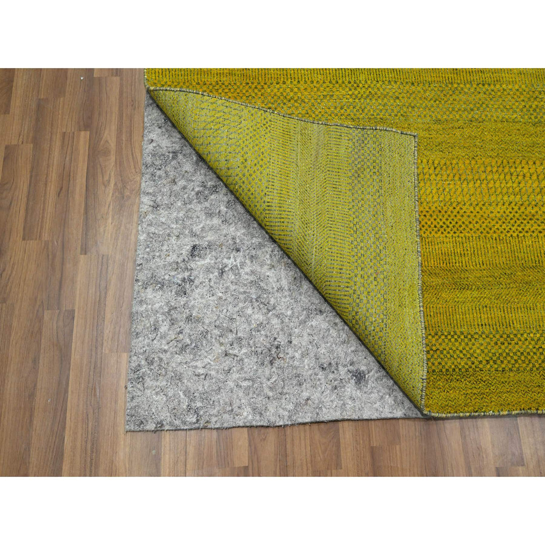 8'10" x 12'5" New Hand Knotted Yellow Wool & Silk Rectangle Oriental Rug - MOA10276324